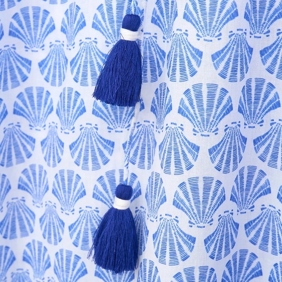 New blue and white shell kaftan dress with tassels Sz SM (6-8) (EU 38) - Picture 4 of 7